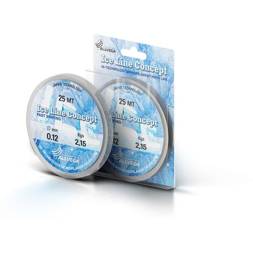 фото Монофильная леска allvega ice line concept d=0.12 мм, 25 м, 2.15 кг, прозрачный, 1 шт.