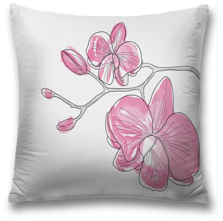 Наволочка декоративная на молнии, чехол на подушку JoyArty "Цветок орхидеи карандаш" 45х45 см
