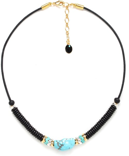 Колье Nature Bijoux, Lagon noir, с рогом, кокосом и говлитом, текстиль, NB22.2-15-42263 голубой