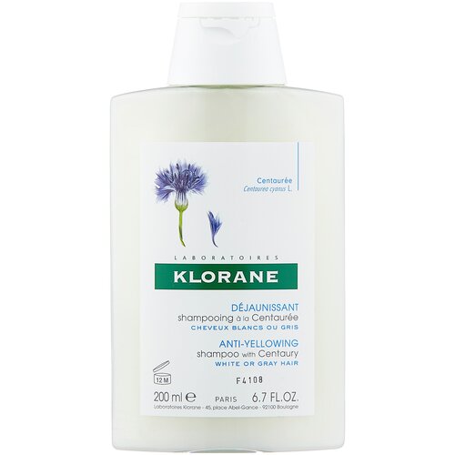 Klorane шампунь Anti-Yellowing with Centaury, 200 мл шампунь для светлых волос с органическим экстрактом василька anti yellowing shampoo with organic centaury шампунь 400мл