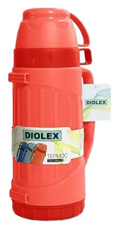 Термос пластиковый со стеклянной колбой Diolex 1800 мл DXP-1800-R, красный