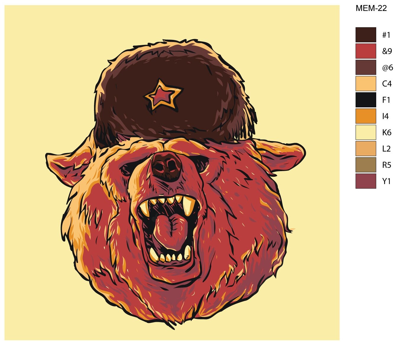 Картина по номерам, "Живопись по номерам", 40 x 40, MEM-22, медведь русский