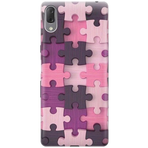 фото Gosso ультратонкий силиконовый чехол-накладка для sony xperia l3 с принтом "сиреневый паззл"