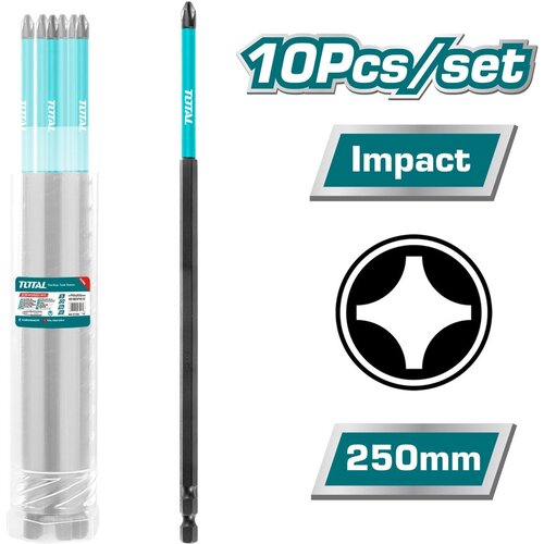 Набор ударных бит 10шт PH2 *250mm TOTAL TACIM16PH2103