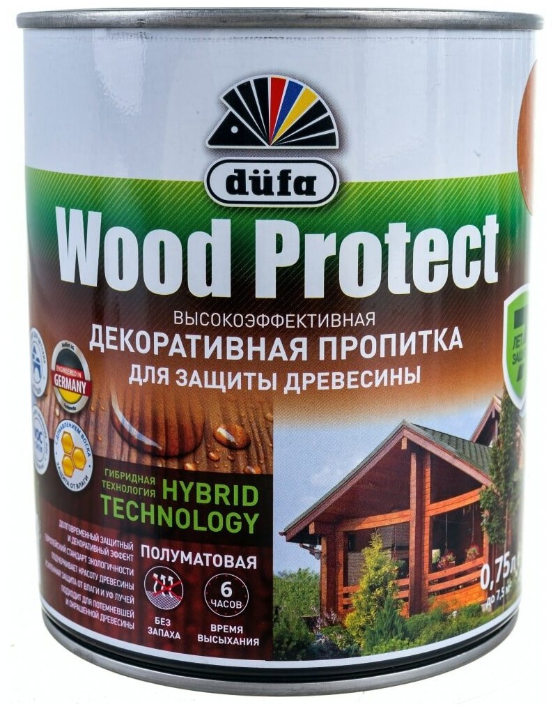 Пропитка защитная Wood Protect тик 075 л Dufa МП000015769