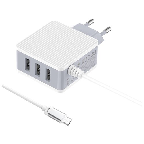 Сетевое зарядное устройство Borofone BA42A Joyful с кабелем micro USB, white