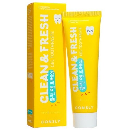 Гелевая зубная паста Consly Clean&Fresh с экстрактами мёда и лемонграсса, 105 гр зубные пасты consly зубная паста гелевая укрепляющая с экстрактами мёда и лемонграсса