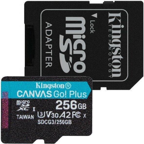 Карта памяти microSDXC UHS-I U3 KINGSTON Canvas Go! Plus 128 ГБ, 170 МБ/с, Class 10, , 1 шт., переходник SD - фото №2