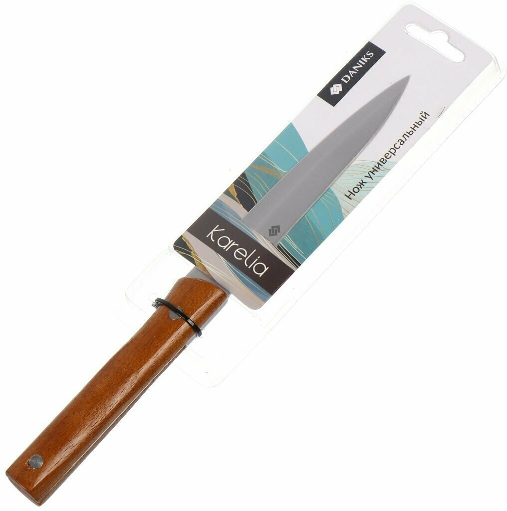Нож кухонный Daniks, Карелия, универсальный, нержавеющая сталь, 12.5 см, рукоятка дерево, JA20200152-4