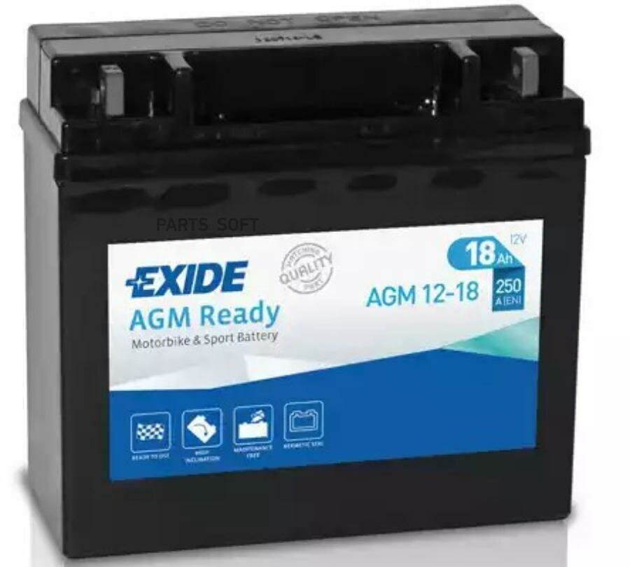 EXIDE AGM1218 EXIDE AGM12-18_аккумуляторная батарея! евро 18Ah 250A 180/75/165 moto AGM\
