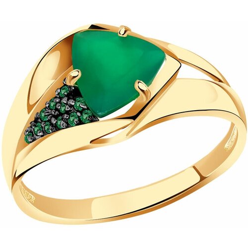 фото Золотое кольцо александра кл3674-12ск-з с фианитом и агатом diamant-online