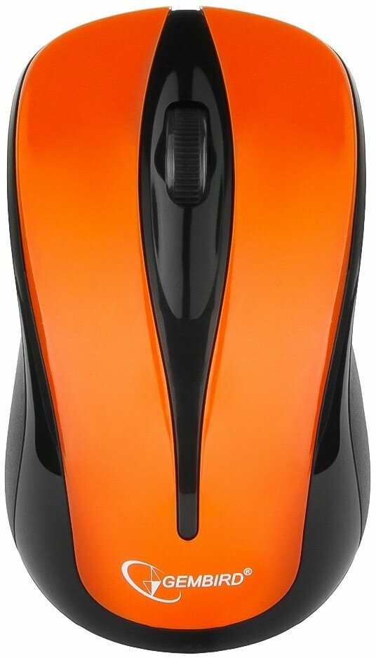 Мышь беспроводная Gembird MUSW-325-O, 2.4 ГГц, оранжевый, 2 кнопки+колесо-кнопка, 1000 DPI, батарейки в комплекте