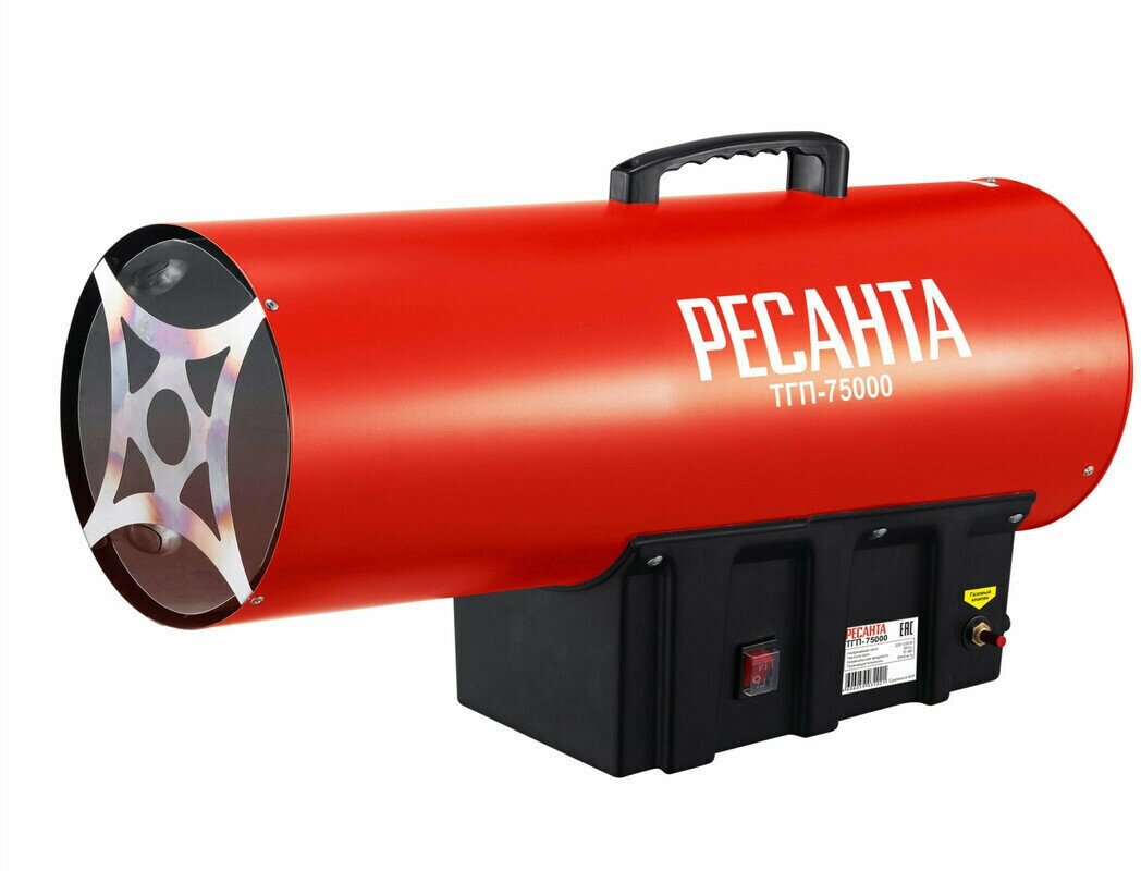 Тепловая газовая пушка Ресанта ТГП-75000, 75000 Вт, 220В, напольная, термостат, красный - фотография № 2