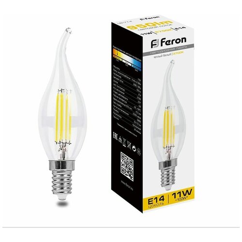 Лампа светодиодная, (11W) 230V E14 2700K прозрачная, LB-714