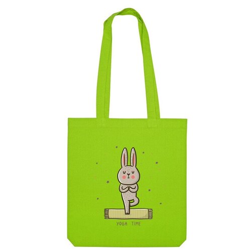 сумка милый зайчик и йога медитация time белый Сумка шоппер Us Basic, зеленый