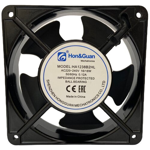Вентилятор осевой компактный Hon Guan HA1238B2HL 153 м3час 5060 Гц 220 В 18 Вт 2600 обмин 42дб 12012038 мм 848₽