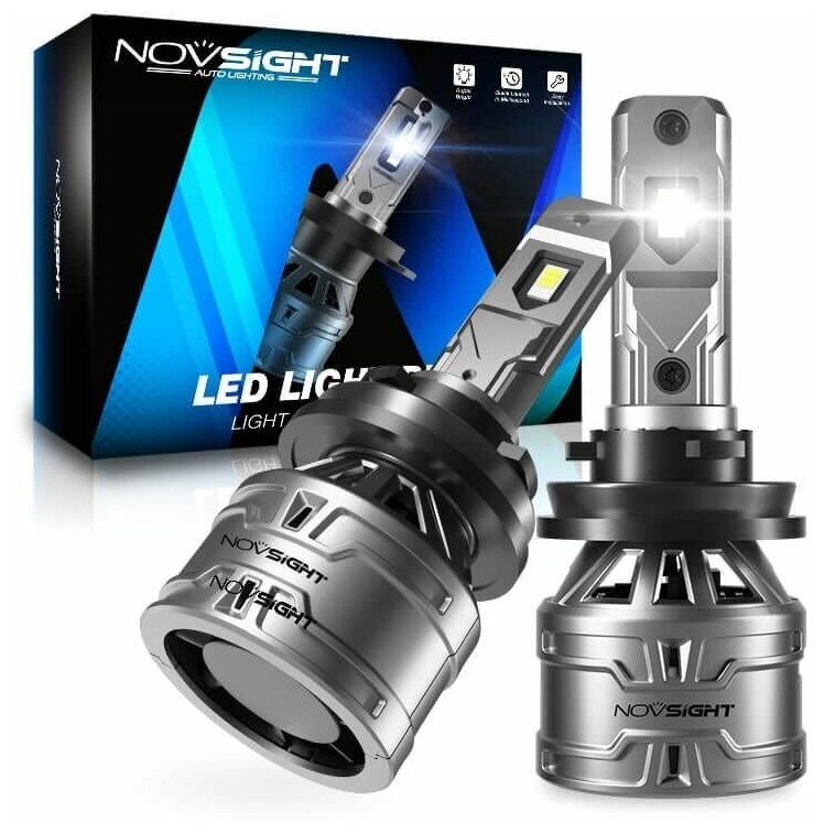 Светодиодная лампа Novsight N61 H16 цоколь PGJ19-3 60Вт 2шт 6500К 13000Лм белый яркий свет LED автомобильная