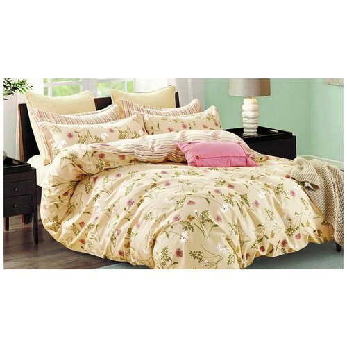 фото Постельное белье 2-спальное valtery c-300, сатин, 4 наволочки: 50 х 70 и 70 х 70 см, бежевый