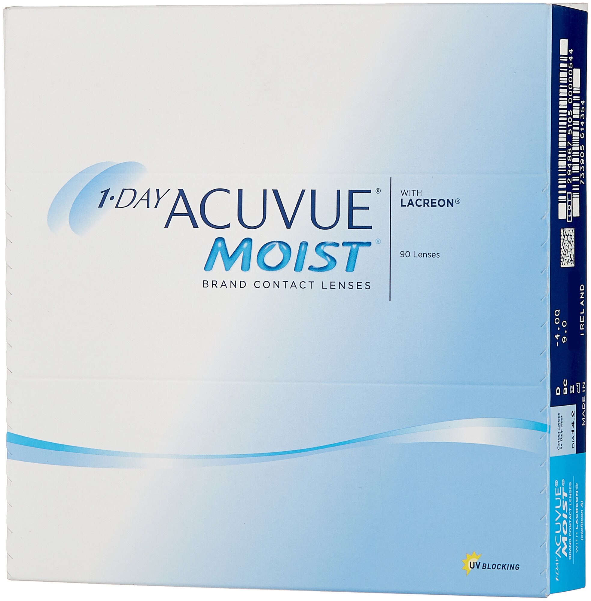 Контактные линзы 1 DAY Acuvue MOIST (90 pack), 9,0, -4,00