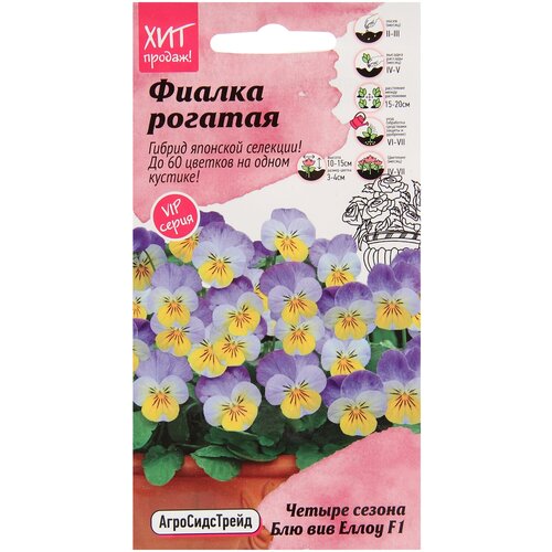 Фиалка рогатая Четыре сезона Блю вив Еллоу F1 5 шт, семена виолы, анютины глазки, семена однолетних цветов для сада, однолетние балконные цветы