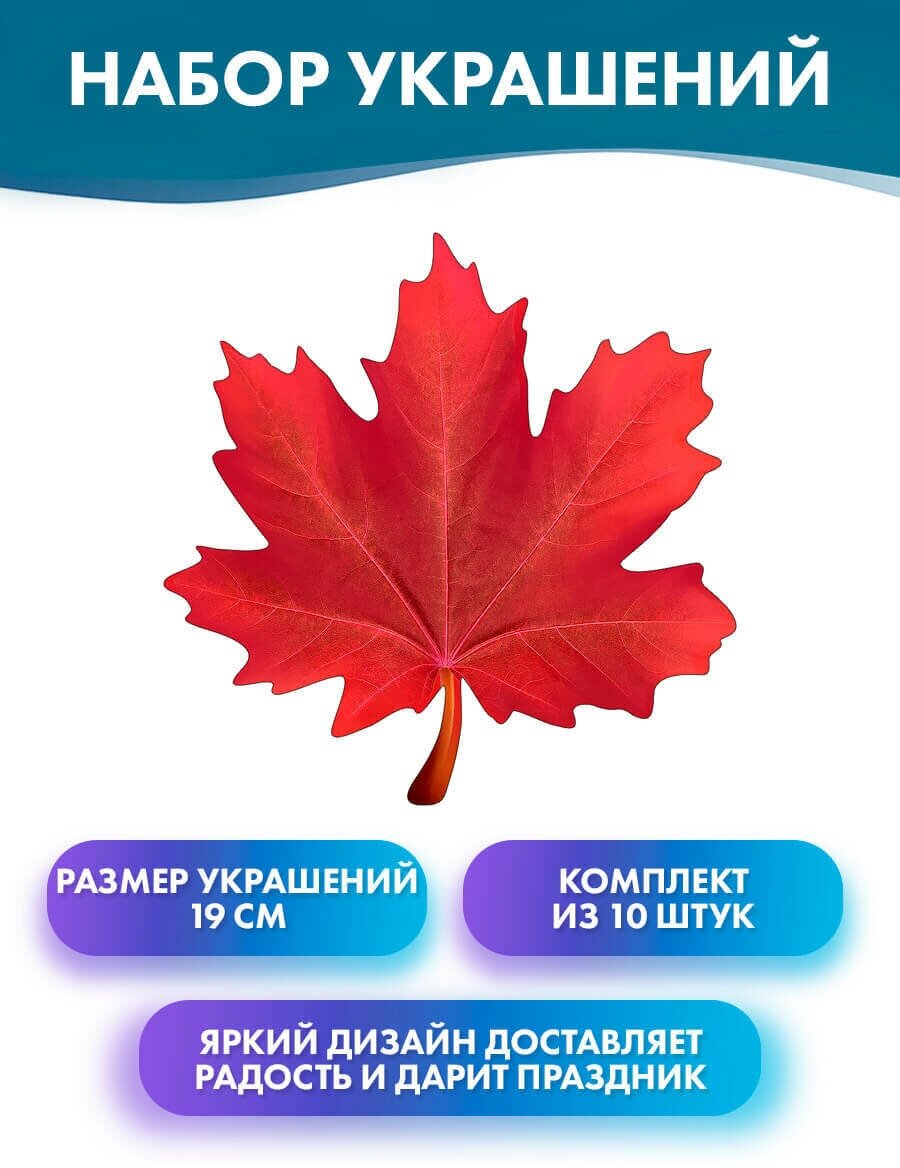 Набор мини плакатов "Кленовый лист бордовый", 19х19 см, 10 штук, бумажные украшения на 1 сентября, день знаний