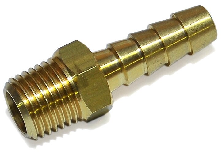 фото Штуцер "елочка" в топливный бак, Ø8мм/резьба-1/4"NPT, латунь (Easterner, )