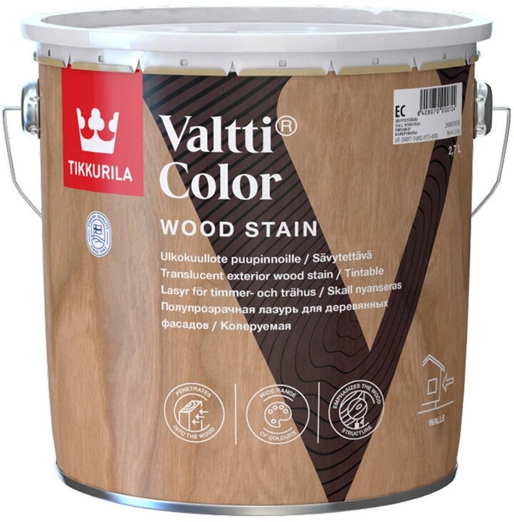 Антисептик Tikkurila Valtti Color Classic декоративный для дерева бесцветный 2,7 л