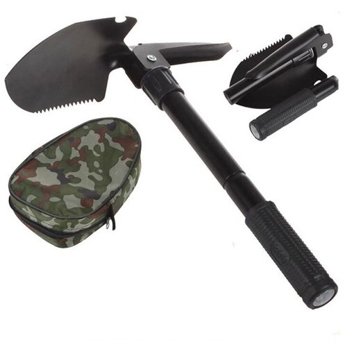 Лопата туристическая, складная LT-003, Походный набор в чехле, для охотника, туриста, автомобилиста, рыбака, черный
