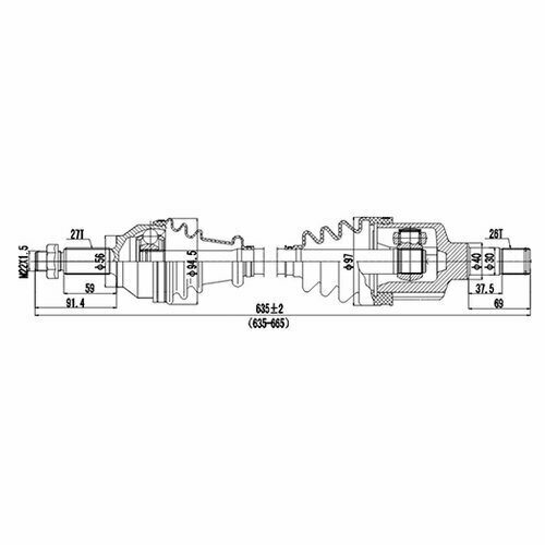 Вал приводной (передний, правый) передений левый Dynamatrix-Korea DDS218027 для Ford Mondeo III