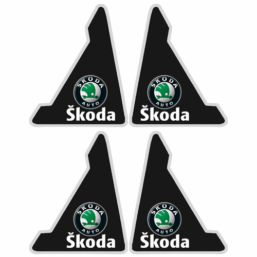 Защитные уголки на дверь автомобиля с логотипом SKODA силиконовые черные, комплект 4 шт.