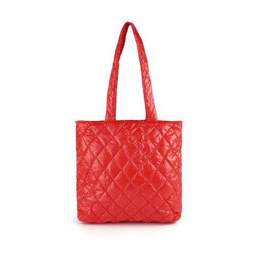 фото Сумка шоппер , фактура стеганая, красный нет бренда