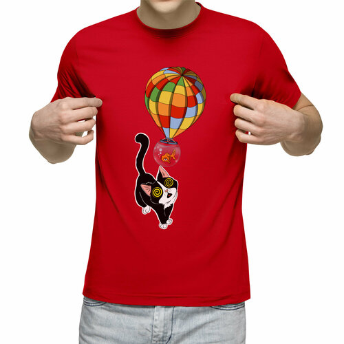 Футболка Us Basic, размер XL, красный мужская футболка кот и золотая рыбка m синий