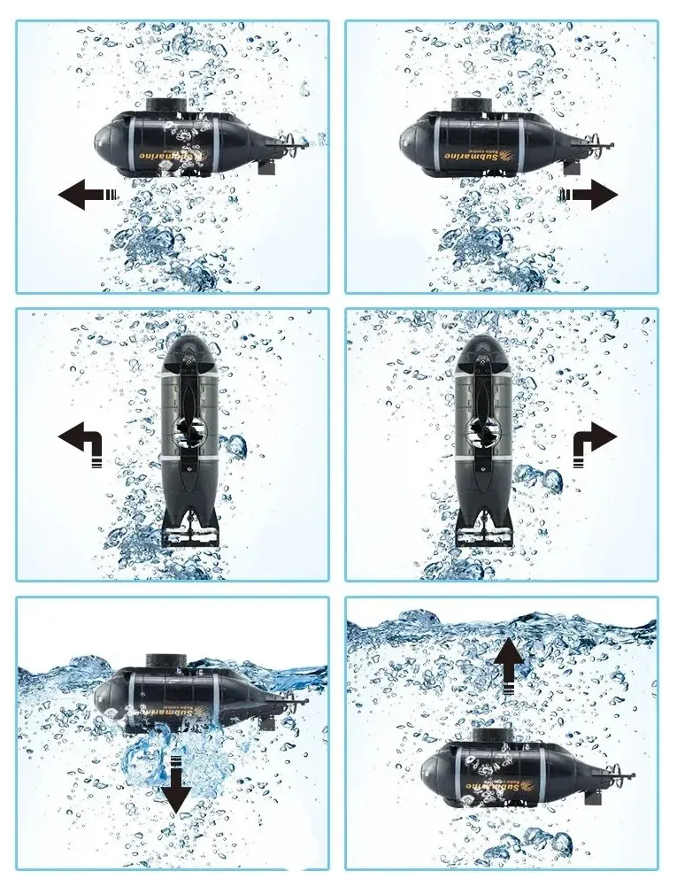 Радиоуправляемая подводная лодка, для ванной, движение вправо, влево, вперед, назад, светится, HappyCow 777-586, 12х5х3.5 см
