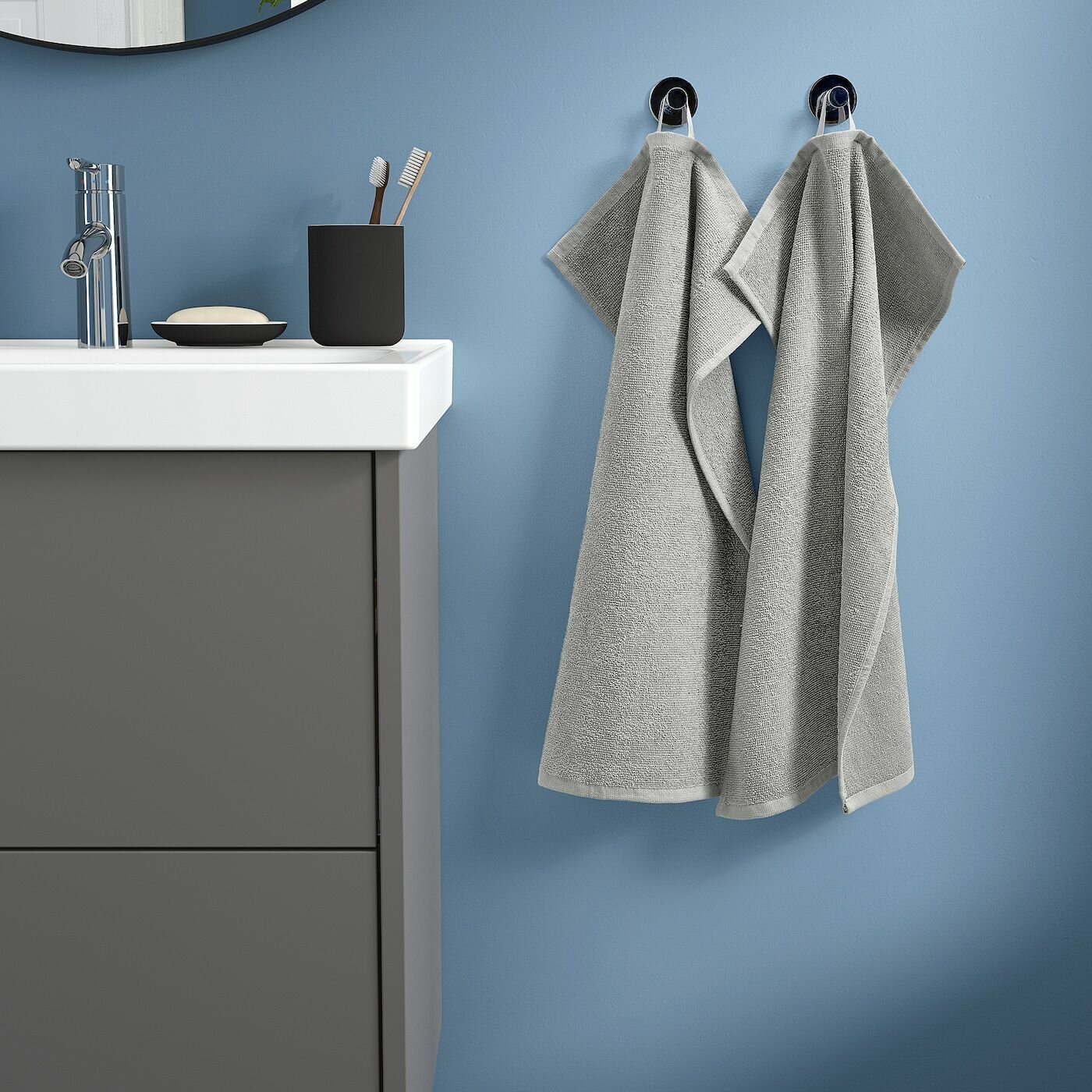 Полотенце для лица и рук IKEA - LUDDVIAL (люддвиаль), 40 х 60 см, цвет серый, 2 шт — фото 1