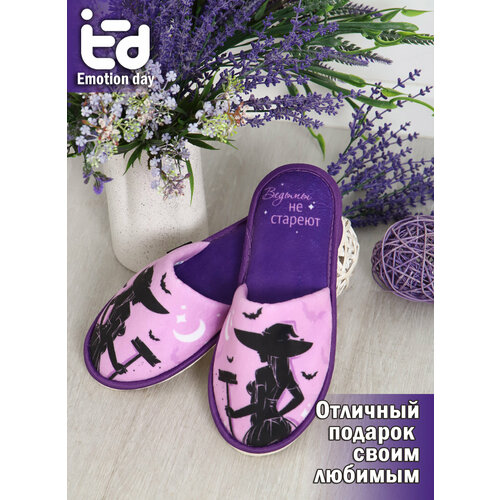 фото Тапочки emotion day, размер 40-41, фиолетовый, розовый, черный