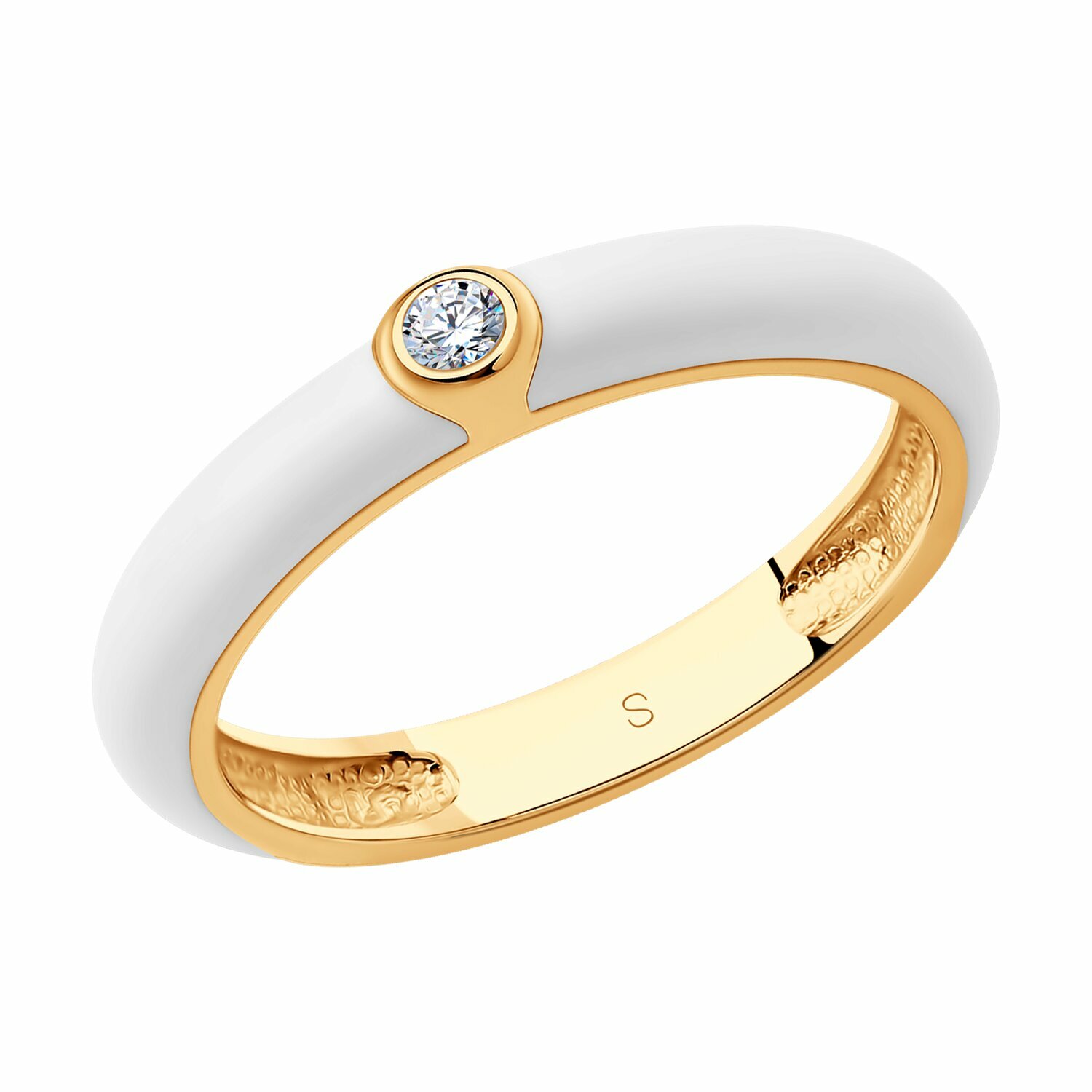 Кольцо Diamant online, серебро, 925 проба, золочение, эмаль, фианит
