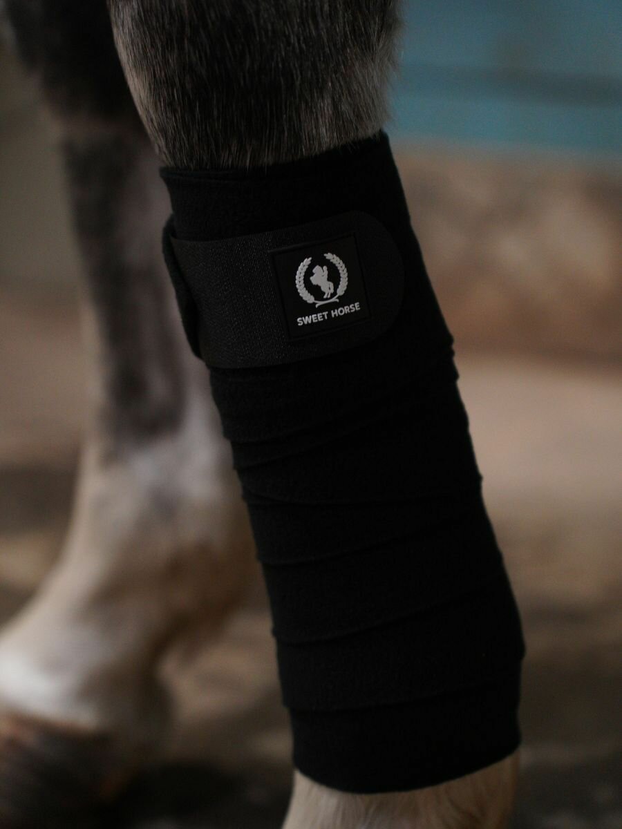 Sweethorse / Бинты для лошади флисовые, черные, 3м х 12см, 4шт — фото 1