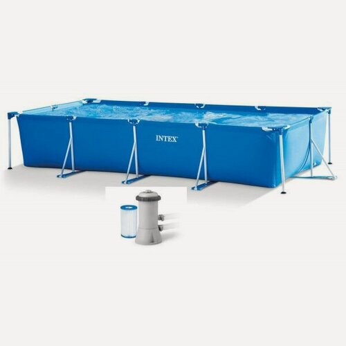 Изображение товара 28274 Прямоугольный каркасный бассейн Intex 450х220х84см + фильтр-насос 2,0 м3/ч