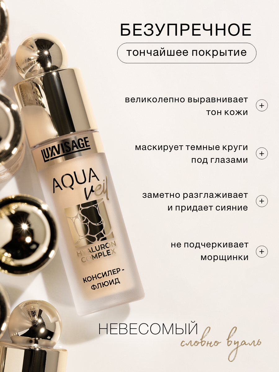 Консилер флюид AQUA veil HYALURON COMPLEX LuxVisage тон 101 Fair — фото 1