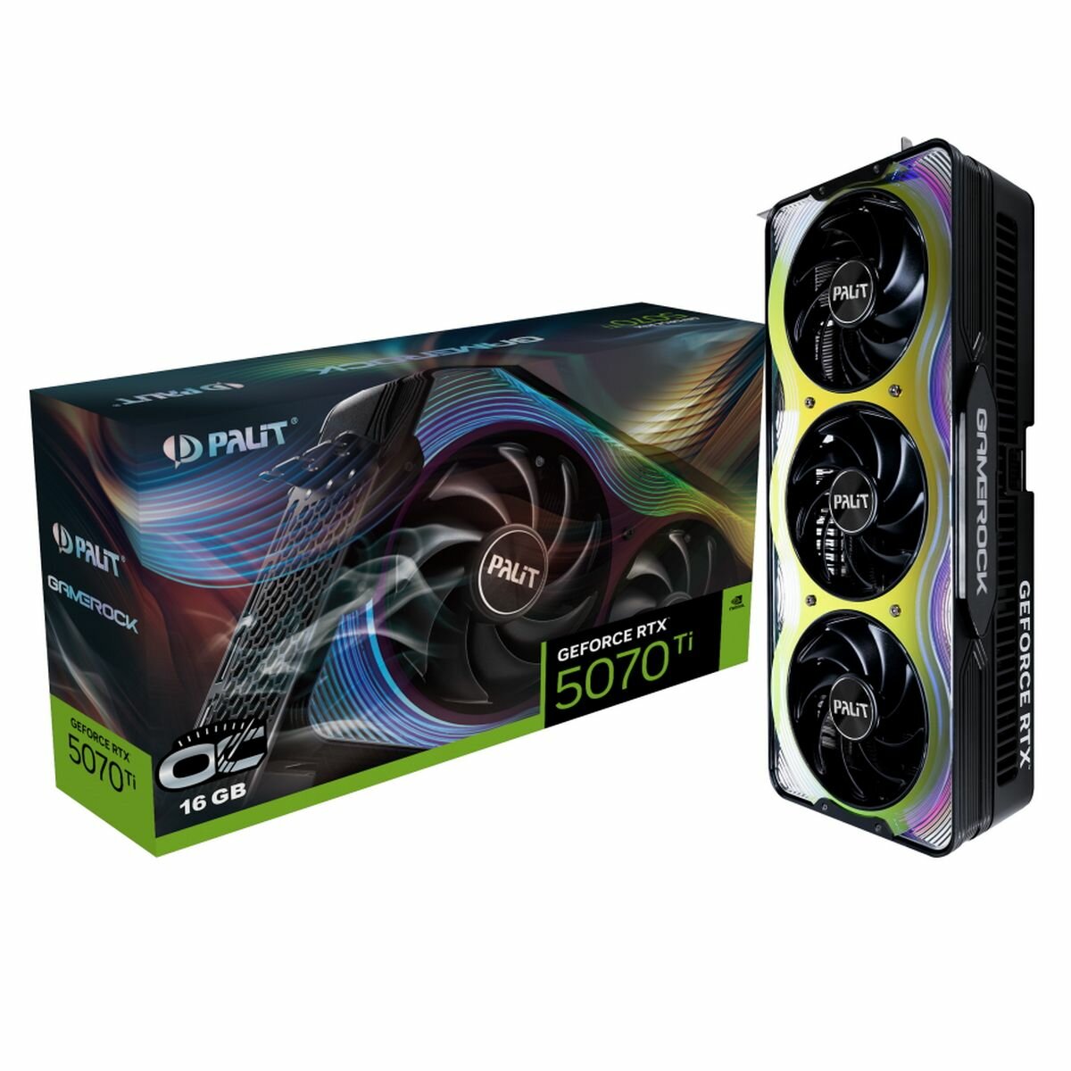Видеокарта Palit RTX5070Ti GAMEROCK OC 16GB GDDR7 256bit 3xDP HDMI 3FAN RTL