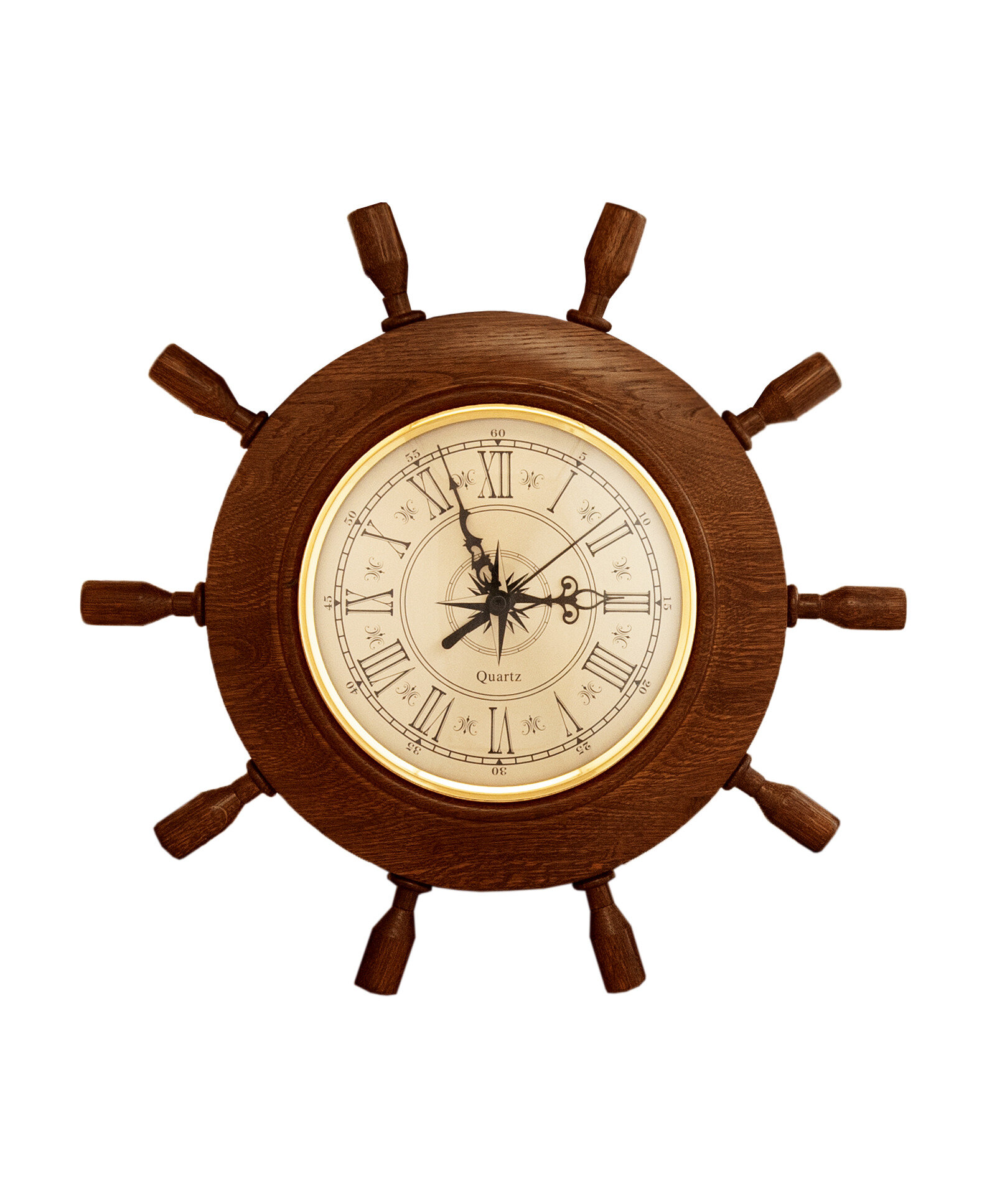 Часы Штурвал сувенирный настенный смич БМ-9 массив дерева 34,5 см