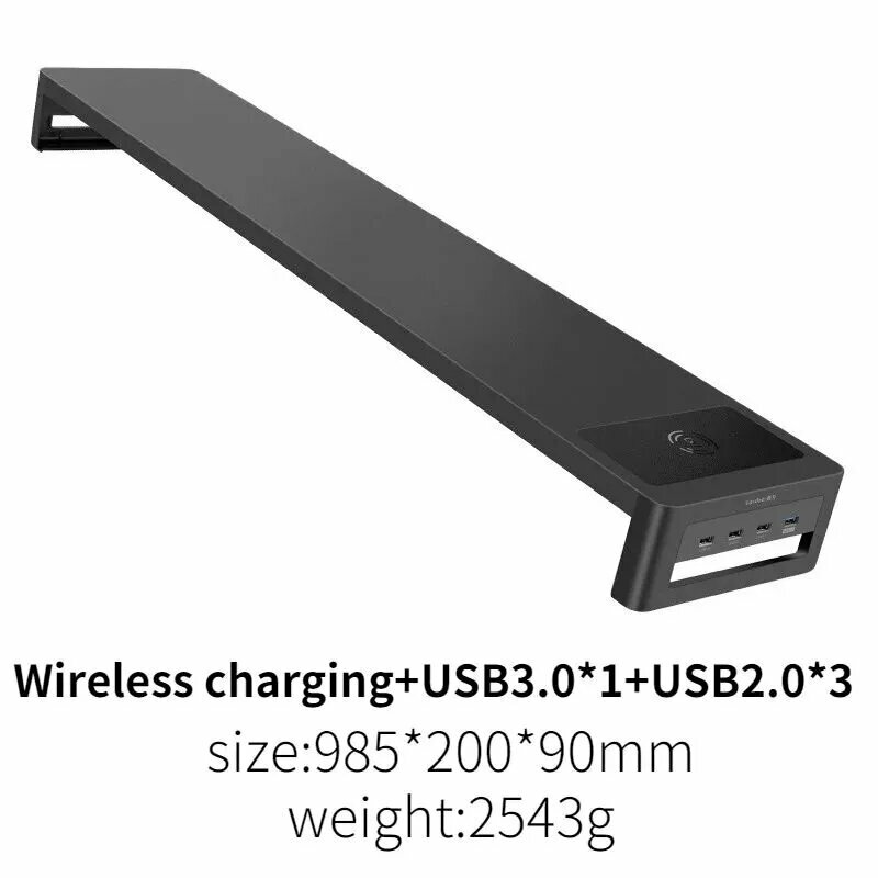Vaydeer Подставка для двух мониторов, металлическая, с беспроводной зарядкой, usb-хаб портов