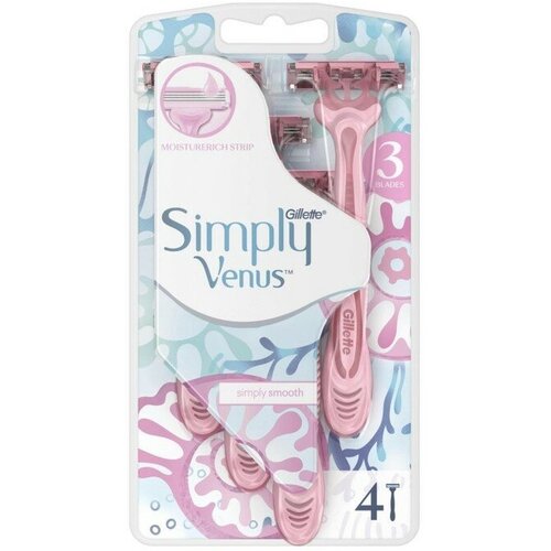 Бритва Gillette Simply Venus 3, одноразовая, 4 шт.