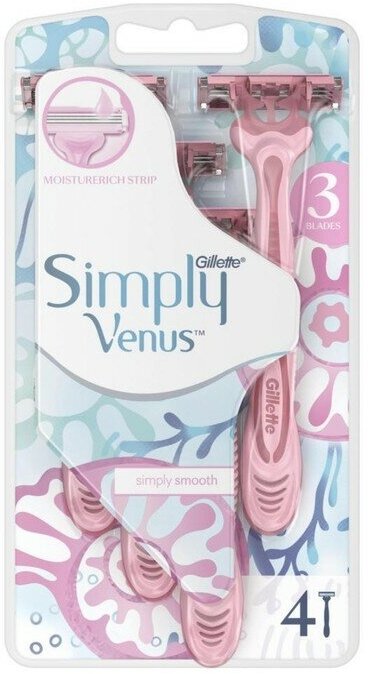Бритва Gillette Simply Venus 3, одноразовая, 4 шт.