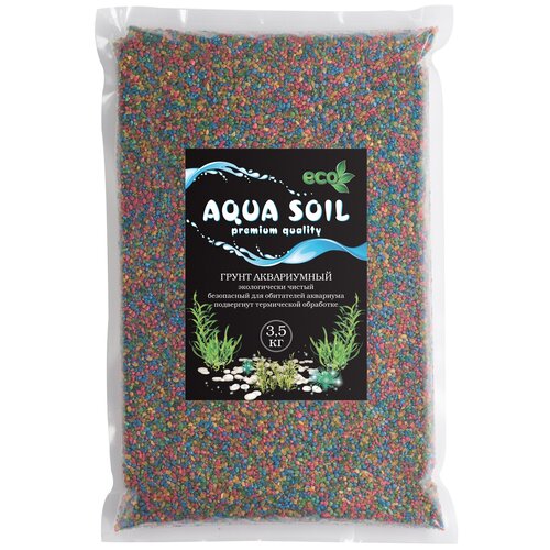 Грунт микс янтарный/голубой/розовый/зеленый каменная крошка фракция 2-3 мм, 3,5кг, AQUA SOIL