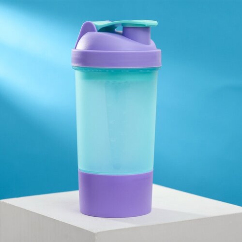 Шейкер спортивный с чашей под протеин, 500 мл школьная рубашка rusexpress размер 40 голубой