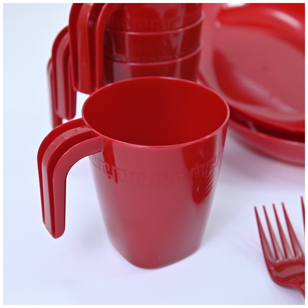 Набор посуды "На шашлычок" на 4 персоны, цвет рубиновый - фотография № 7