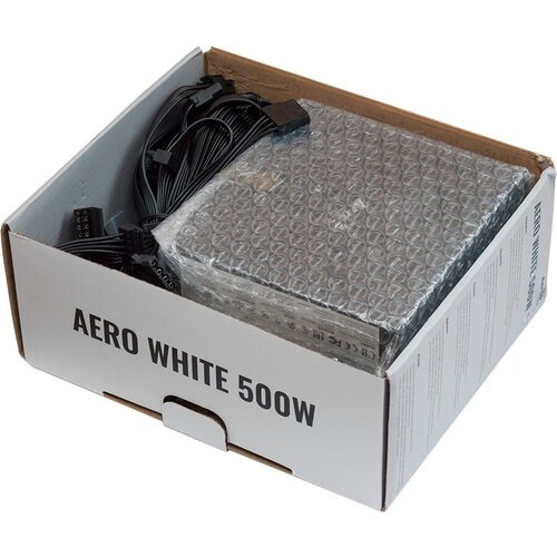 Блок питания Aerocool ATX 500W AERO WHITE 80 24pin APFC 120mm fan 5xSATA RTL 592900₽