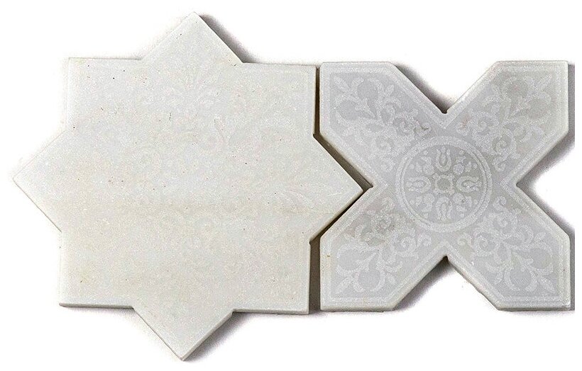 Итальянская мозаика мрамор Skalini PNT-1-(WHITE) (цена за пару) белый светлый узор цветок