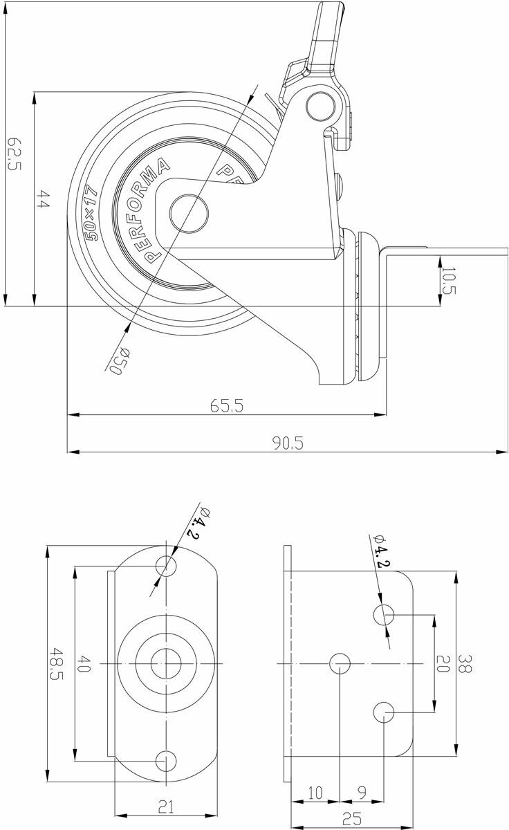 Мебельные колеса со стопором 4шт Г-образные EMMET, цвет коричневый - фотография № 6